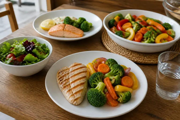 Assortiment de plats équilibrés pour un menu visant à perdre 5 kg en une semaine